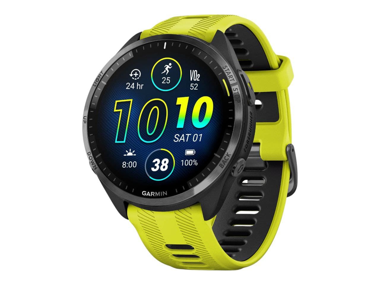 Смарт-часы Garmin Forerunner 965 Carbon Grey DLC Titanium Bezel with Black Case and Amp Yellow/Black Silicone Band (010-02809-A2)