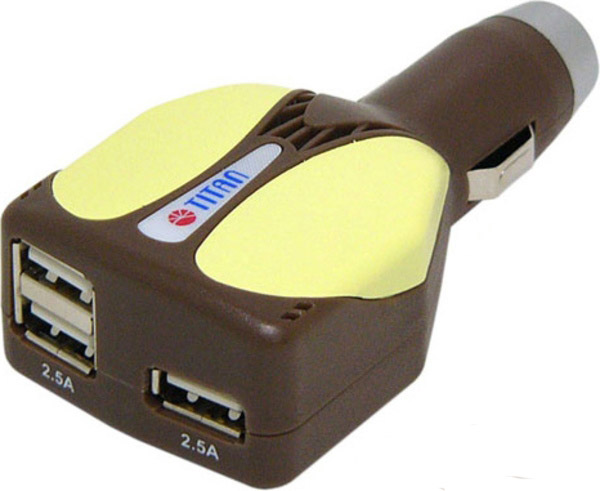 Зарядное устройство Titan HW-25EC(CB) 3 USB 5A coffee/braun
