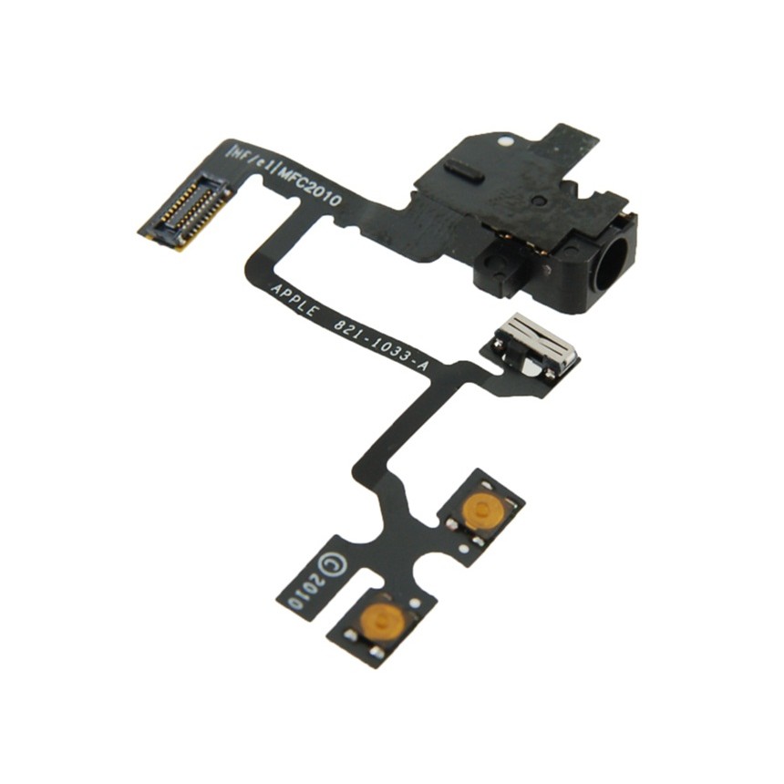 Шлейф (FLC) для iPhone 4 (с разъемом наушников) (черный)