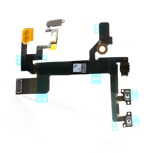 Шлейф (FLC) для iPhone 4S (свет-ый элемент, микр., кн. вкл. на планке, динамик) (с разбора)