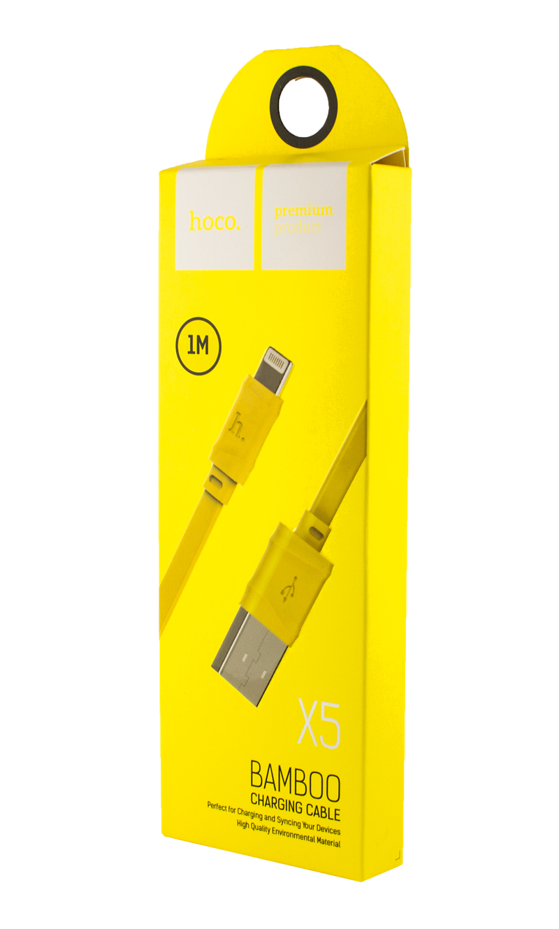 USB кабель HOCO X5 Bamboo для ApplePhone 5 (Желтый)