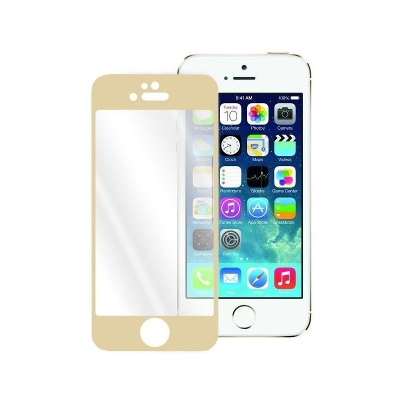 Стекло ударопрочное (Tempered Glass) 3D "LP" для Apple iPhone 5/5S/5SE (0,33mm 9H) (золотое)