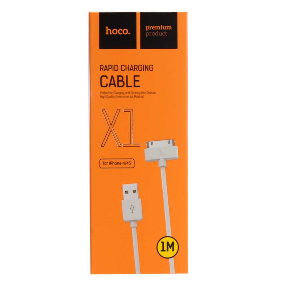 USB D.CABLE HOCO Rapid X1cable for iPhone 4/4S (белый) 1 метр