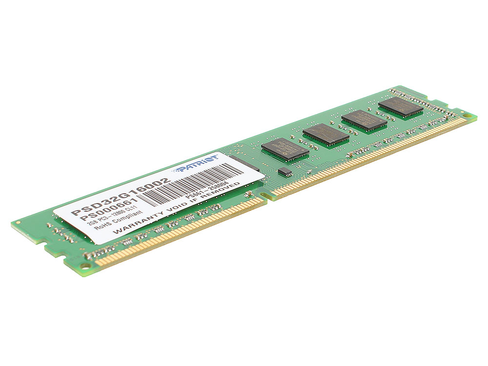 Модуль памяти PATRIOT PSD32G16002 DDR3 — 2Гб 1600, DIMM, Ret