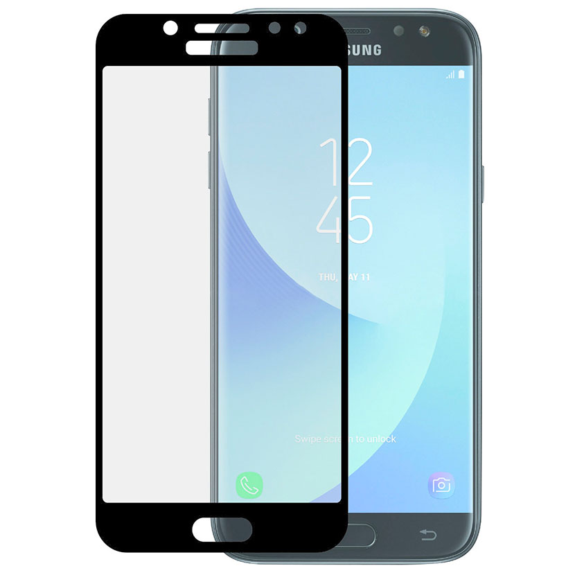 Стекло противоударное для Samsung J730 черное 3D