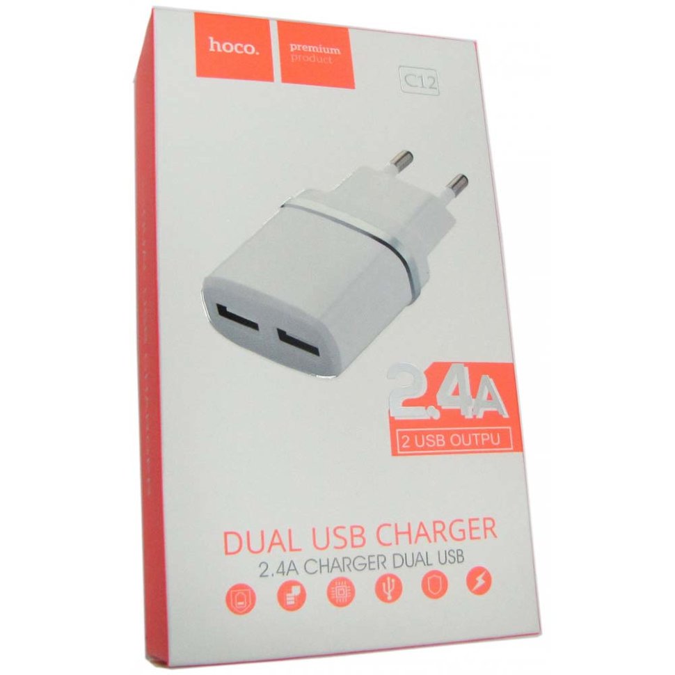 СЗУ Hoco C12В Smart x2USB белый