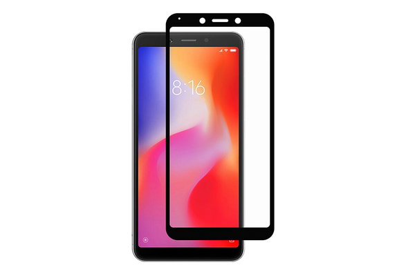 Защитное стекло Redmi 6A с полным покрытием чёрное