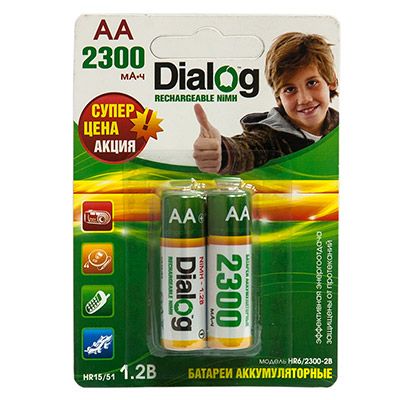 Аккумулятор Dialog NiMH AA 2300 мА*ч, 2шт. в блистере HR6/2300-2B