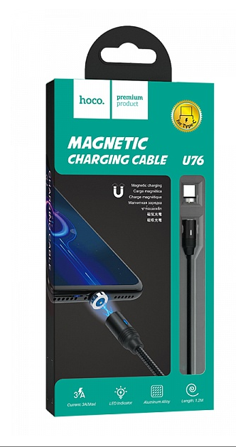 Кабель USB магнитный 2А HOCO U76 (TYPE C) 1.2м