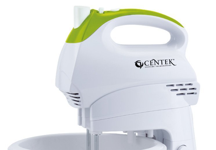 Миксер CENTEK CT-1119 бело-зеленый 320Вт,2.5л,с чашей, 5скор.+турбо,взбиван./замешив.