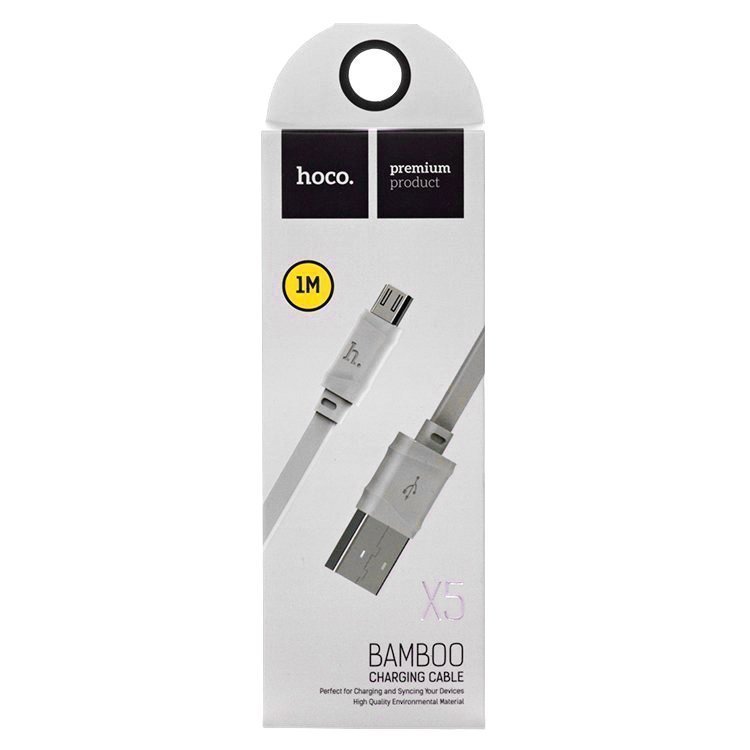 USB кабель HOCO X5 Bamboo microUSB White
