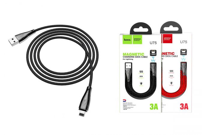Кабель для iPhone HOCO U75 Blaze magnetic charging cable for Lightning 1м черный
