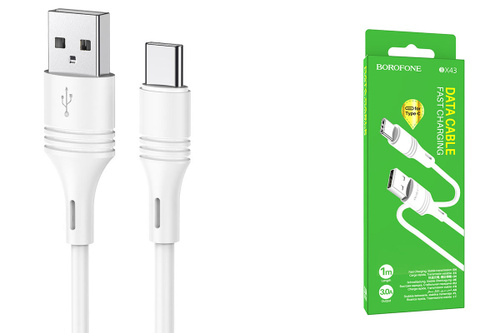 Кабель USB BOROFONE BX43 CoolJoy charging data cable for Type-C (белый) 1 метр