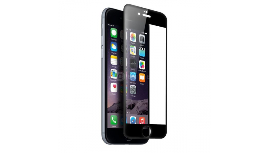 Стекло защитное Iphone 6/7/8 (глянцевое чёрное)