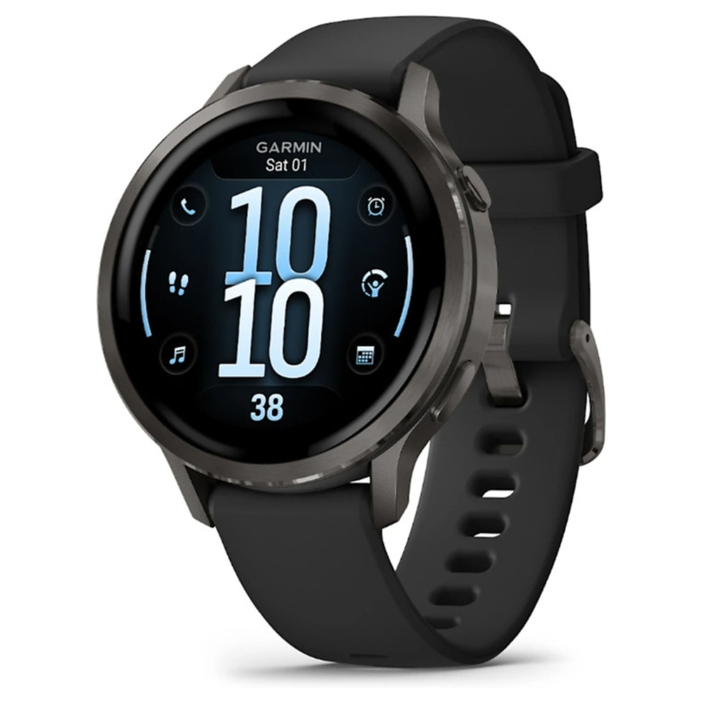 Смарт-часы Garmin Venu 4 41mm Slate Stainless Steel with Black Silicone Band (010-03013-42)