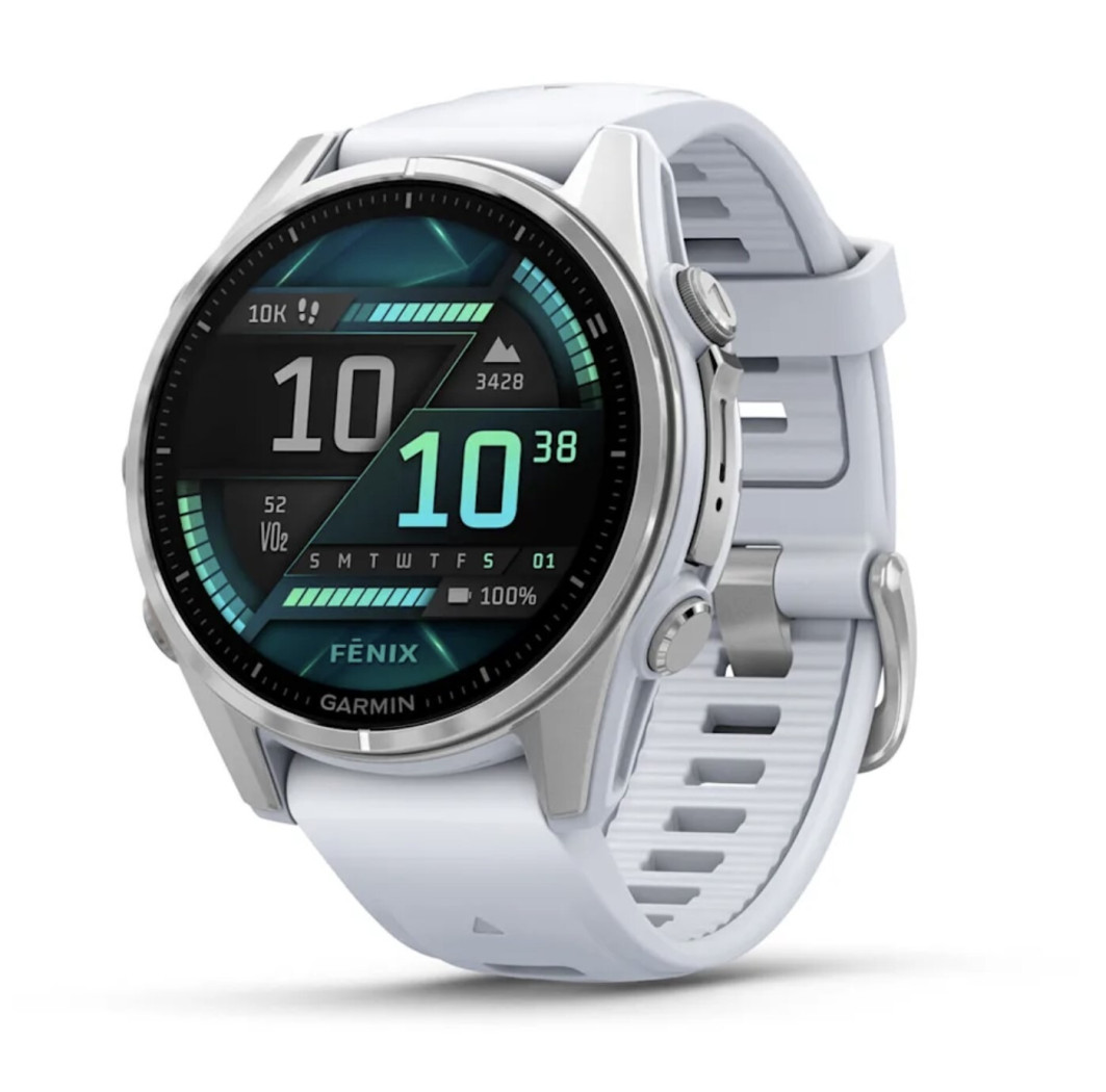 Смарт-часы Garmin Fenix 8 43mm Amoled Silver with Whitestone Silicone