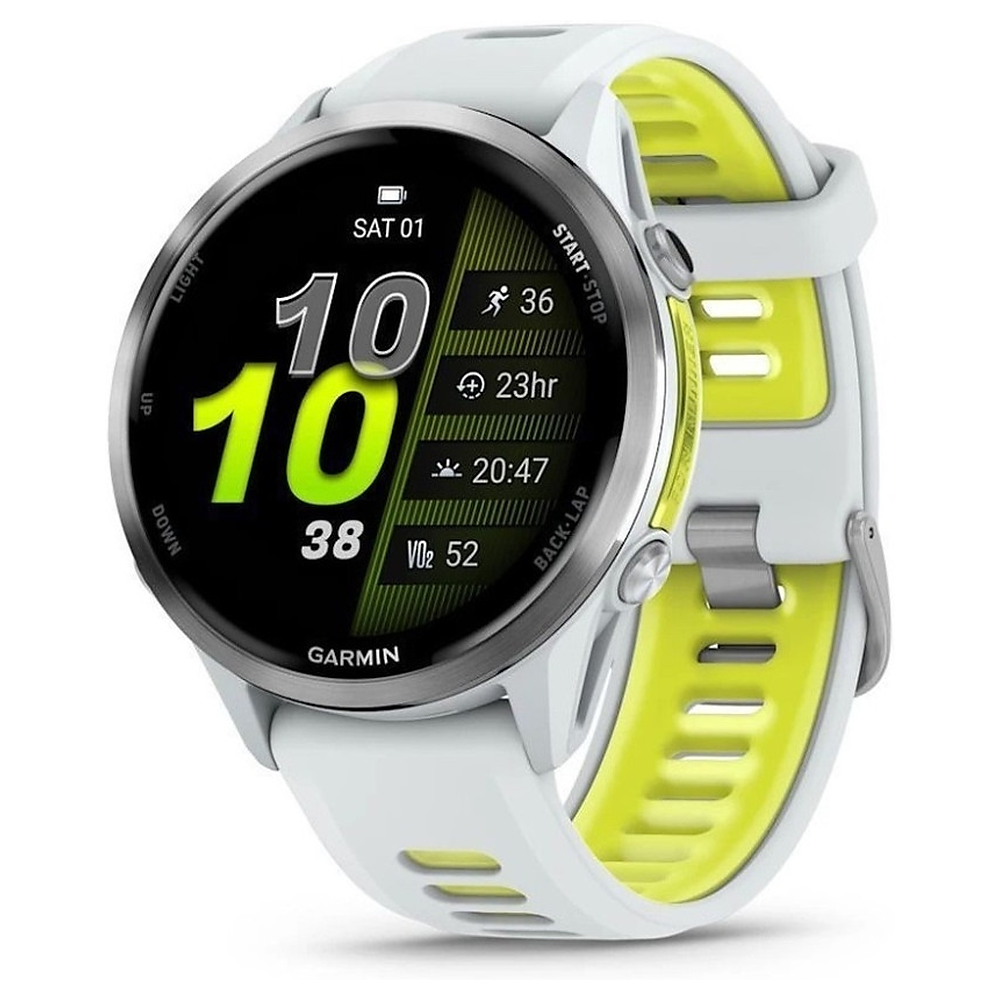 Смарт-часы Garmin Forerunner 970 47mm Titanium with Whitestone Case and Whitestone/Translucent Amp Yellow Silicone Band (010-02969-61)