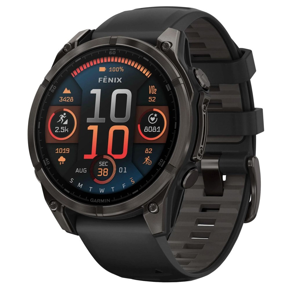 Смарт-часы Garmin Fenix 8 43mm Amoled Sapphire Carbon Gray DLC Titanium with Black Silicone