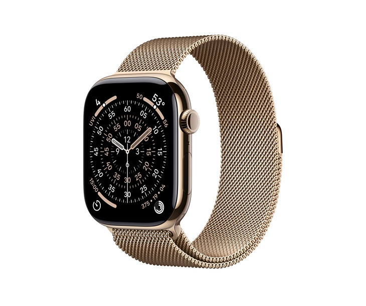 Смарт-часы Apple Watch Series 11 46mm Cellular Gold Titanium Case / Gold Milanese Loop S/M MFD74L