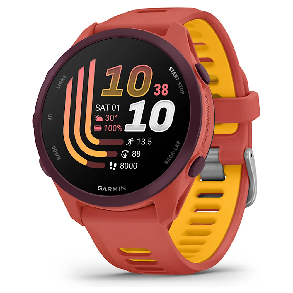 Смарт-часы Garmin Forerunner 170 Music 43mm Red Pink Fiber-Reinforced Polymer with Red Pink/Mango Silicone Band (010-03920-13)